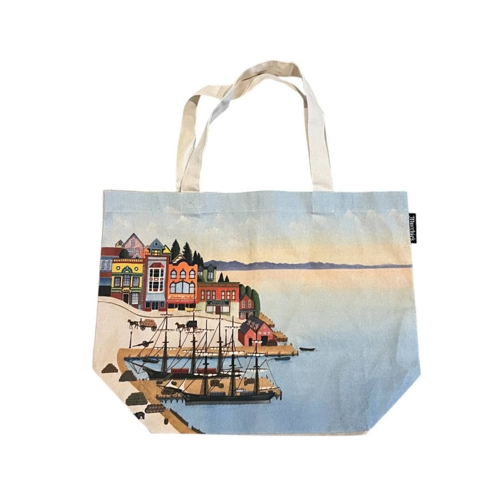 MURCHIE'S 1894 Canvas Tote Tan Shopping Bag Scenic Print